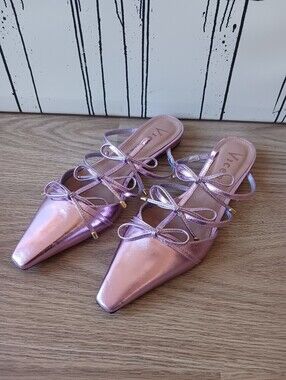 NWOT Free People Vicenza Houlevard Bow Flat Shoes  Size US 7, EU 38